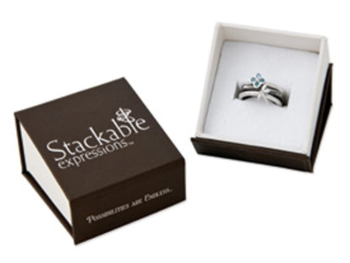 Stackable Expressions Sterling Silver Flower Rough Diamond Stackable Ring