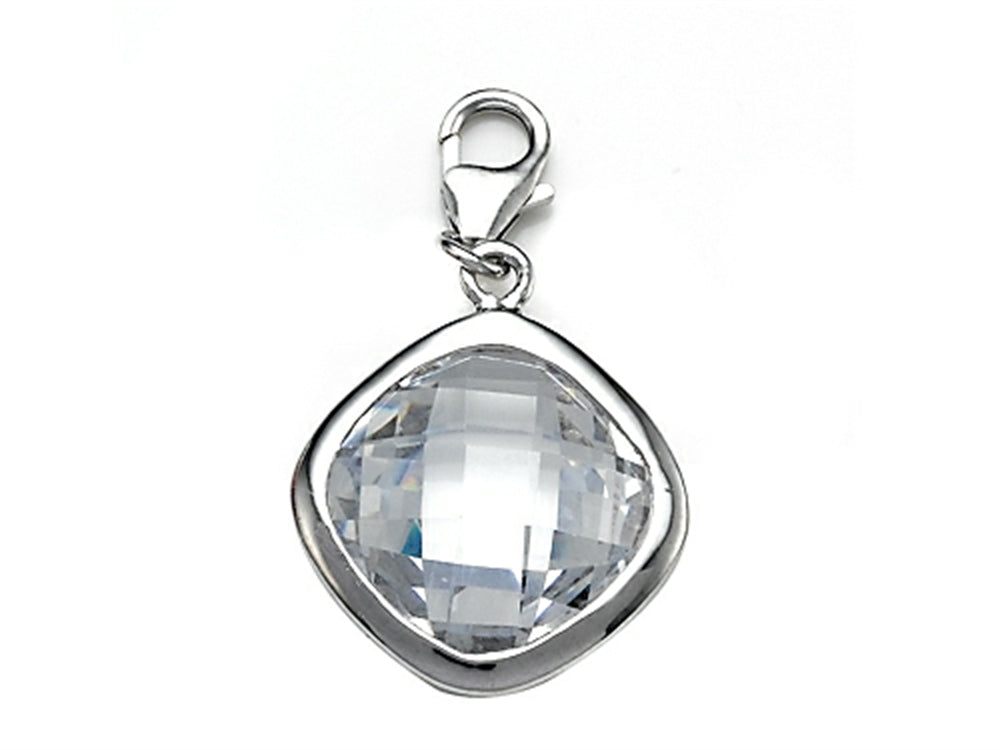 Finejewelers April Simulated Birth Month Square Shape Charm for Charm Braclelet or Smartphone using our Smartphone Plug