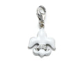 Finejewelers White Enamel Fleur De Lis Charm with White CZ's for Charm Braclelet or Smartphone using our Smartphone Plug