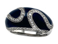 Finejewelers Blue Enamel Sterling Silver Ring with White CZ's