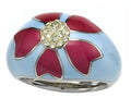 Finejewelers Blue and Pink Enamel Sterling Silver Ring with Yellow CZ's