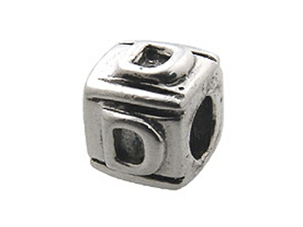 Zable Sterling Silver Block D-Letter Bead / Charm