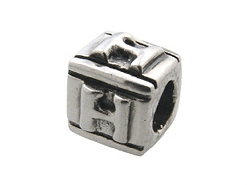 Zable Sterling Silver Block H-Letter Bead / Charm