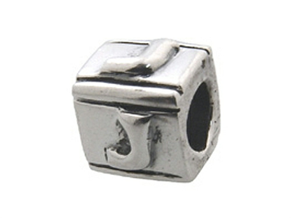 Zable Sterling Silver Block J-Letter Bead / Charm