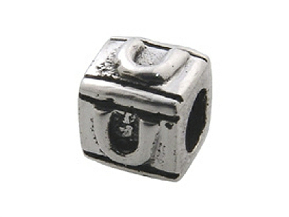 Zable Sterling Silver Block U-Letter Bead / Charm