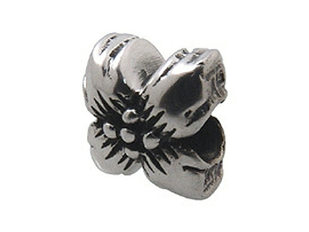 Zable Sterling Silver Flower-Big Leaves Bead / Charm