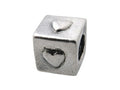 Zable Sterling Silver Block with Hearts Bead / Charm