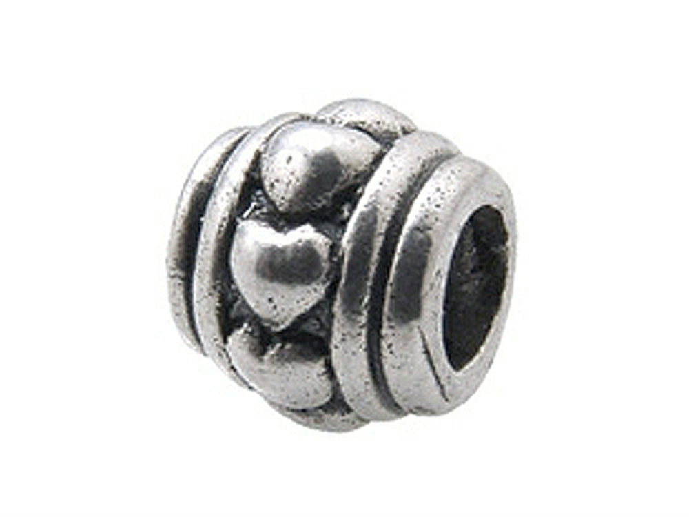 Zable Sterling Silver Tube with Hearts Bead / Charm