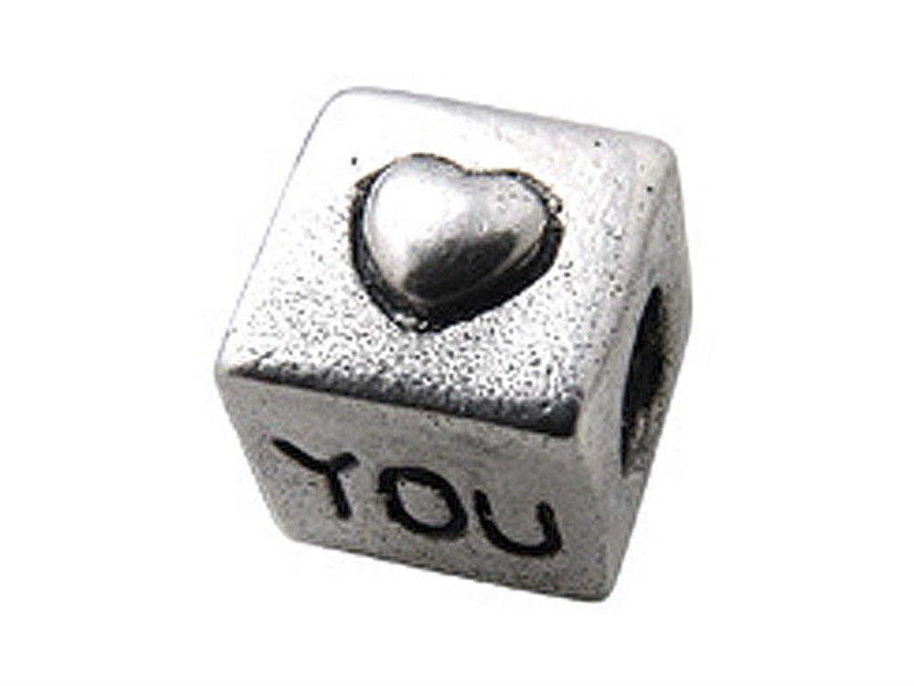 Zable Sterling Silver Cube with Heart You Bead / Charm