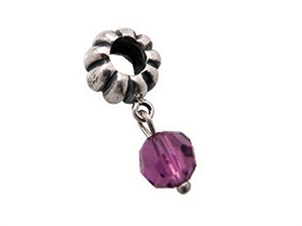 Zable Sterling Silver February Crystal Dangle Bead / Charm
