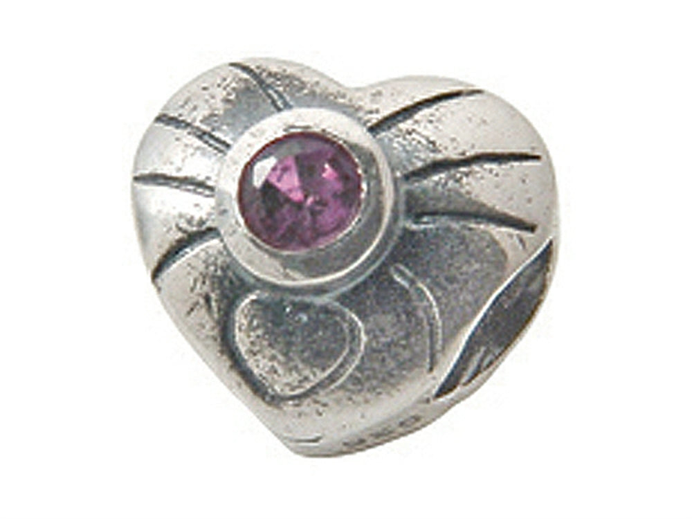 Zable Sterling Silver February Birth Month Hear Bead / Charm