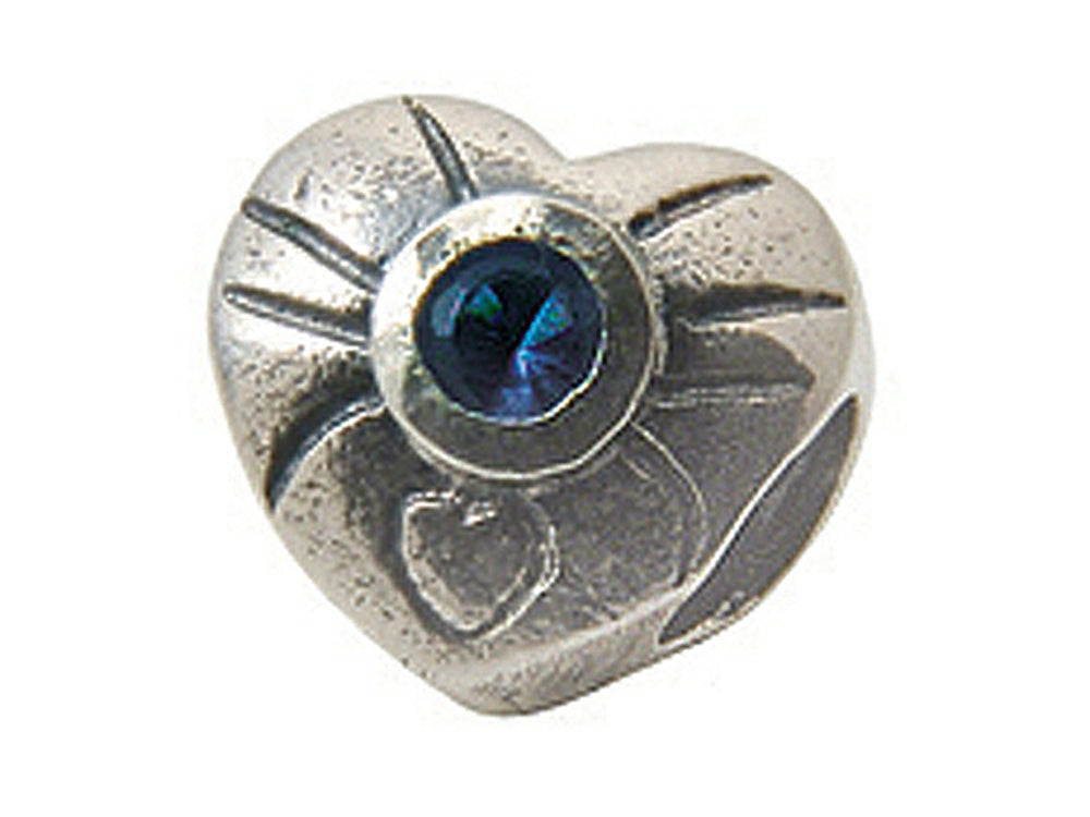 Zable Sterling Silver September Birth Month Heart Bead / Charm