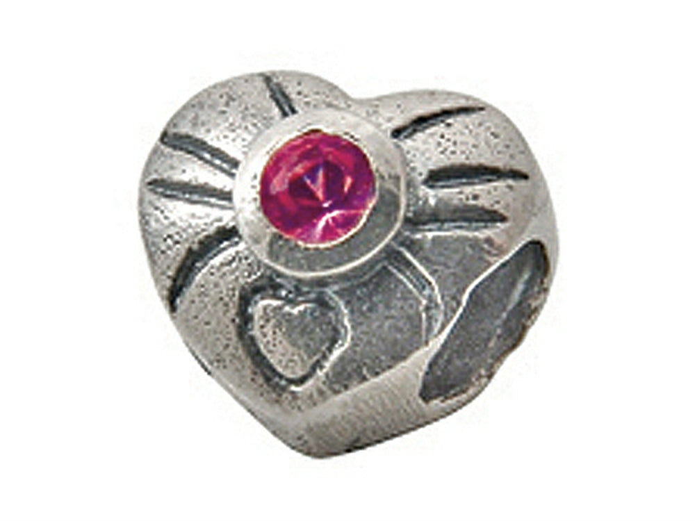 Zable Sterling Silver October Birth Month Heart Bead / Charm