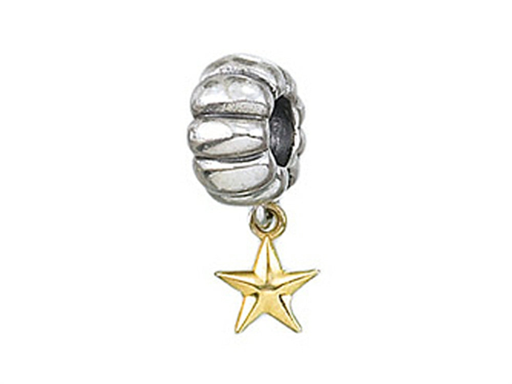 Zable Sterling Silver and Yellow Gold Star Dangle Bead / Charm
