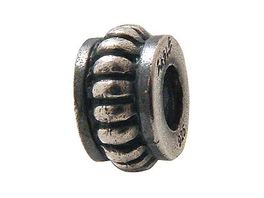 Zable Sterling Silver Thin Puffy Row Spacer Bead / Charm