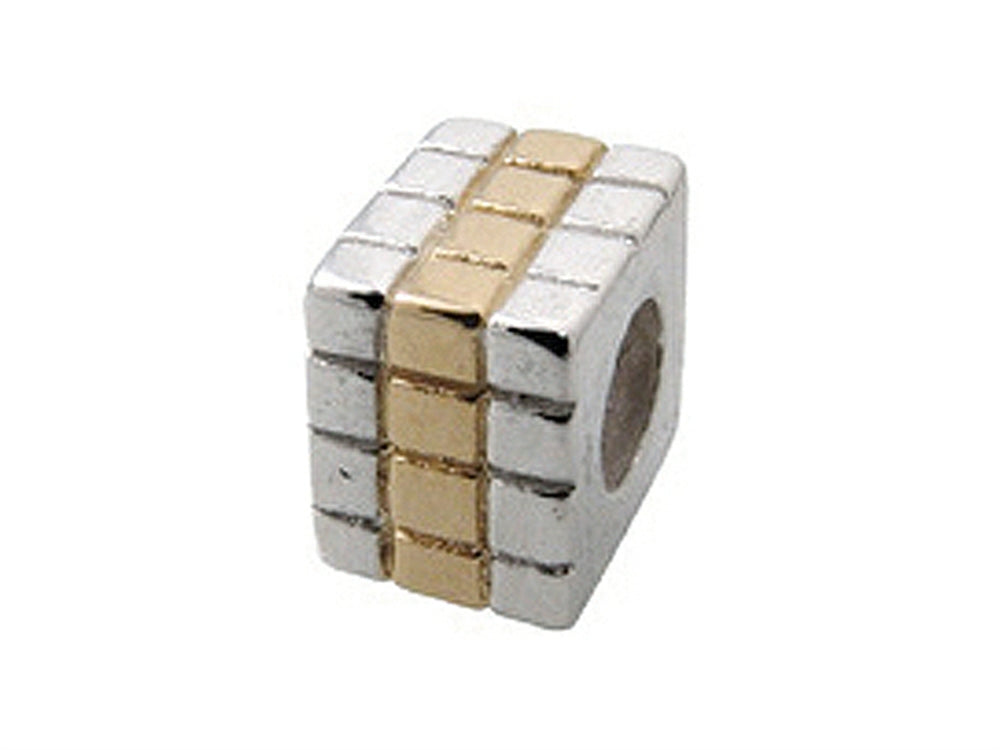 Zable Sterling Silver Gold Small Boxes Spacer Bead / Charm