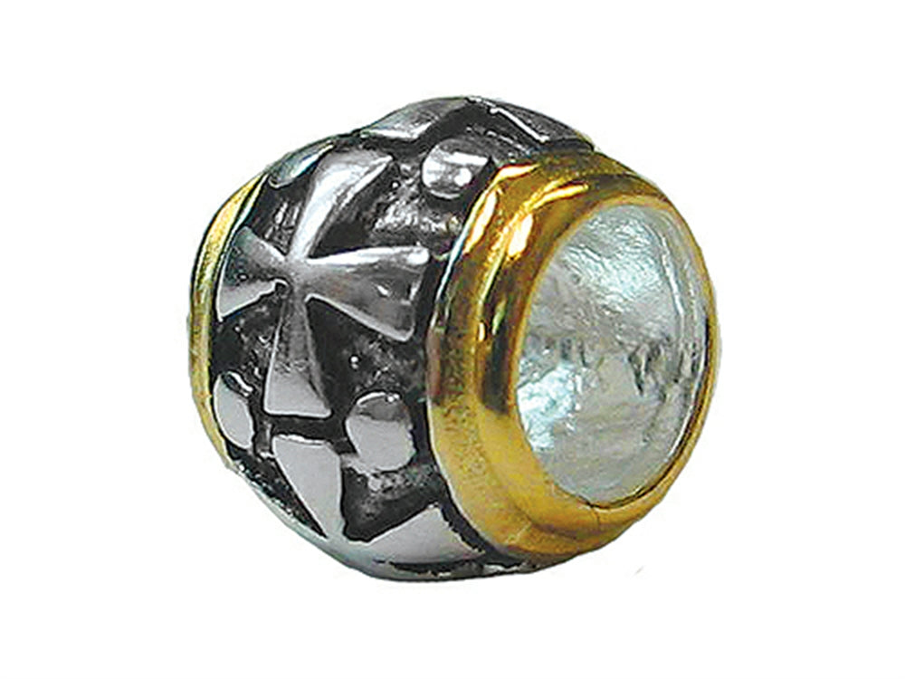 Zable Sterling Silver Gold Cross Barrel Bead / Charm