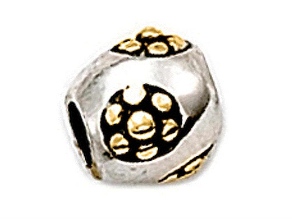 Zable Sterling Silver Gold Daisies Barrel Bead / Charm