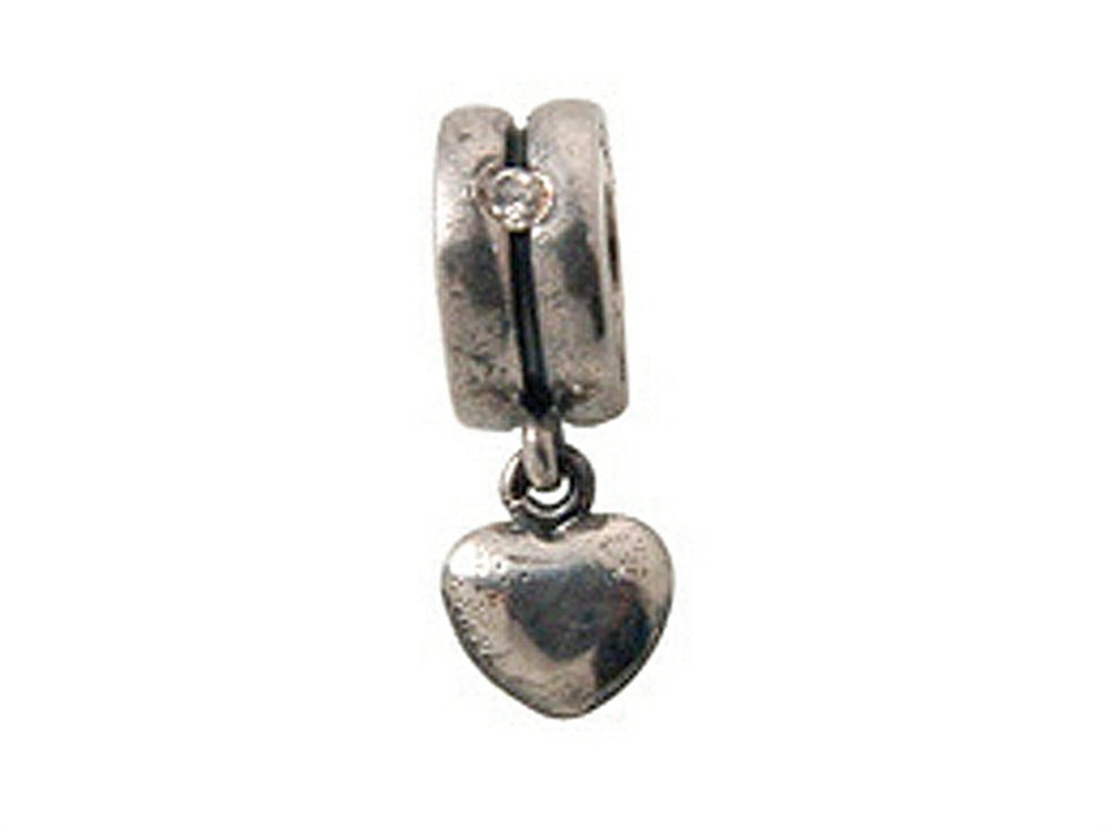 Zable Sterling Silver Heart Dangle with Stones Bead / Charm
