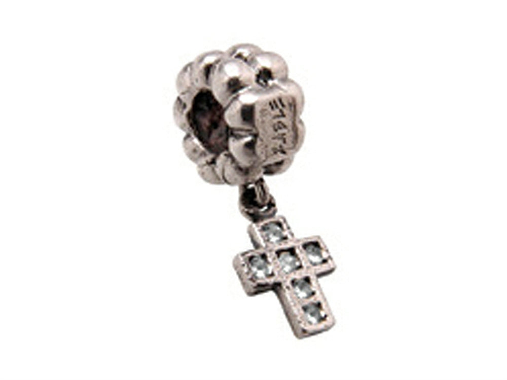 Zable Sterling Silver Dangle Cross with Cubic Bead / Charm