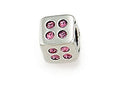 Zable Sterling Silver Cube with Pink Stones Bead / Charm