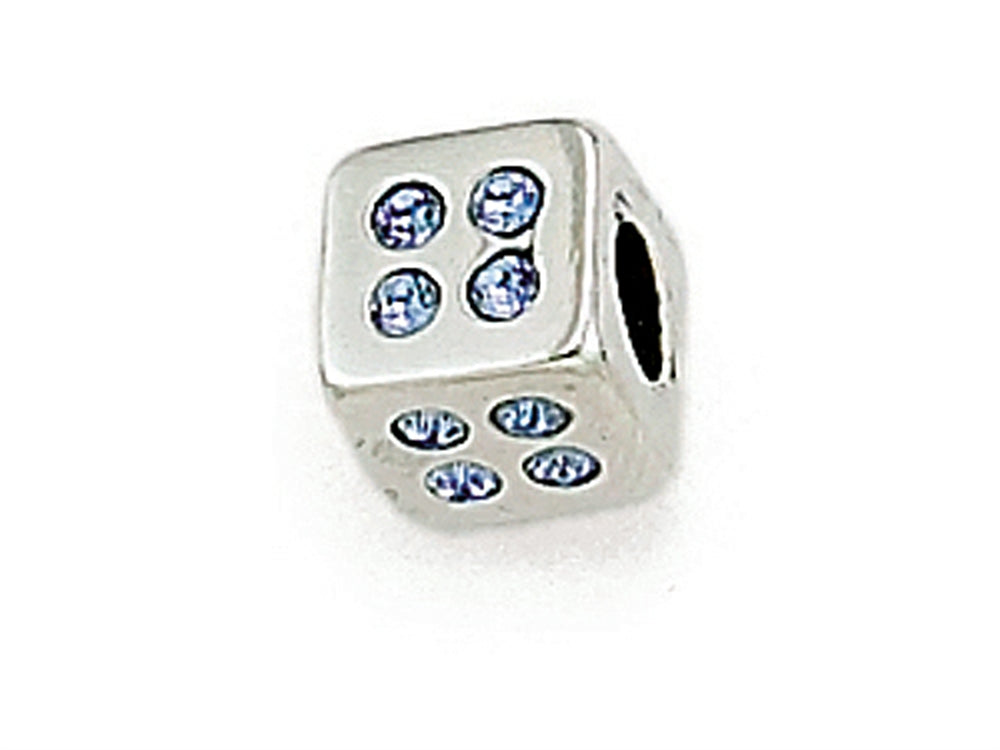 Zable Sterling Silver Cube with Blue Stones Bead / Charm