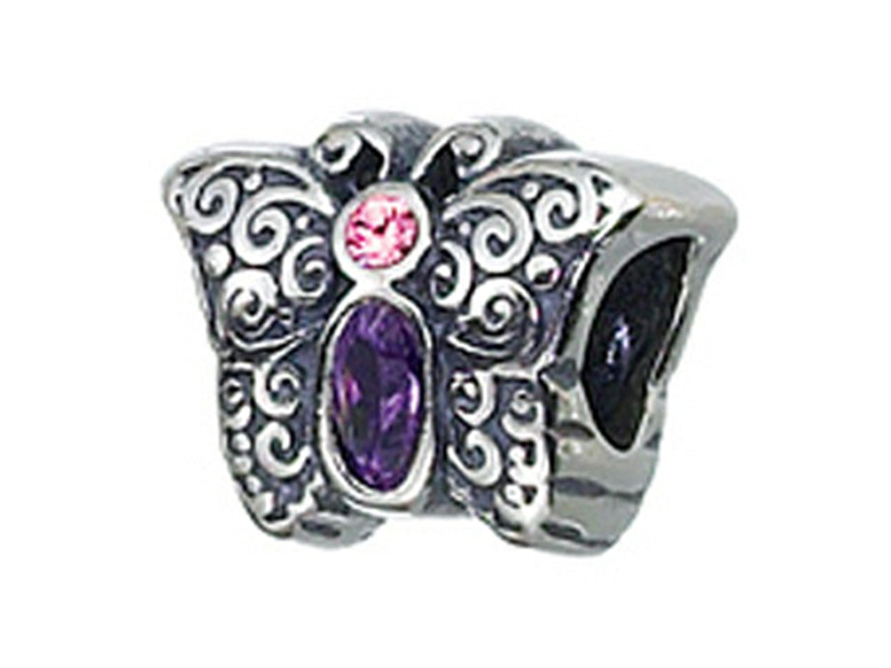 Zable Sterling Silver Butterfly With Crystals Compatible Bead / Charm