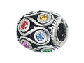 Zable Sterling Silver Loops With Multicolor Crystals Bead / Charm