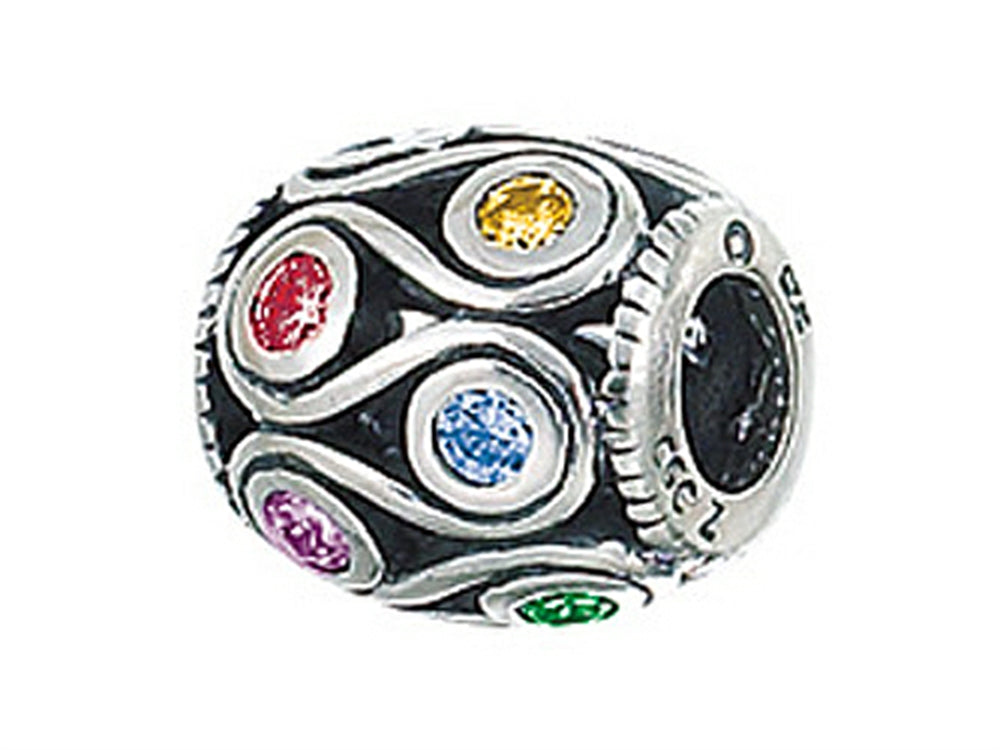 Zable Sterling Silver Loops With Multicolor Crystals Bead / Charm