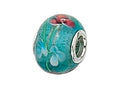 Zable Sterling Silver Aqua Glass Flower Murano Glass Bead / Charm