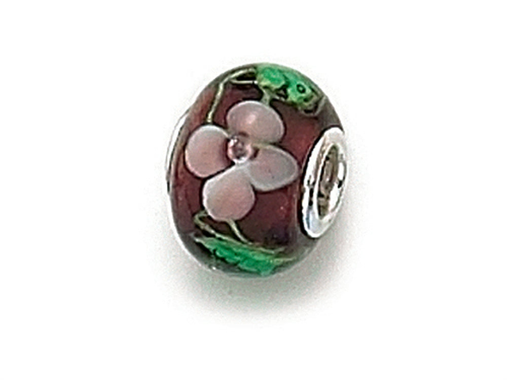 Zable™ Sterling Silver Violet Glass Flower Murano Glass Compatible Bead / Charm