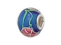 Zable Sterling Silver Blue Glass Flower Murano Glass Bead / Charm