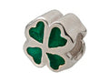 Zable Sterling Silver Green Enamel Clover Bead / Charm