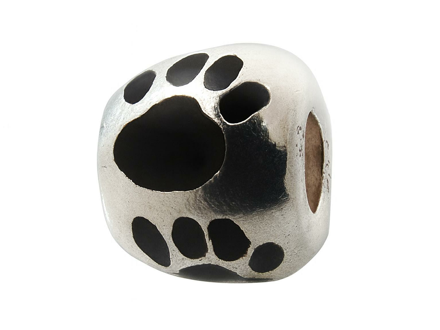 Zable™ Sterling Silver Black Enamel Paw Print Bead / Charm