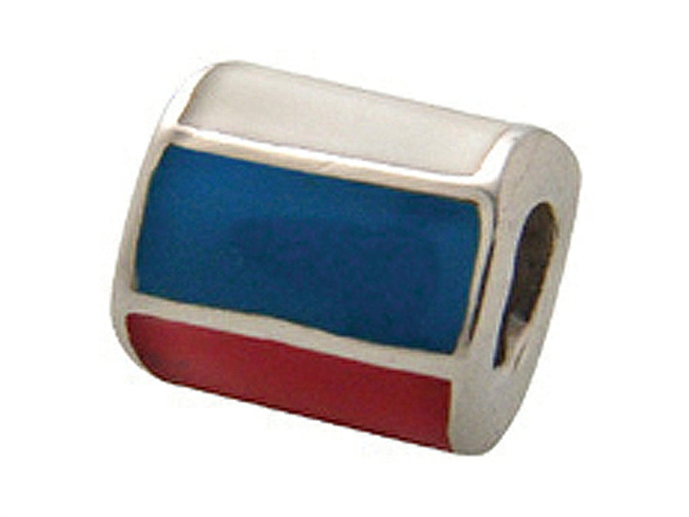 Zable Sterling Silver Russia Enamel Flag Bead / Charm