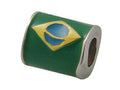 Zable Sterling Silver Brazil Enamel Flag Compatible Pandora Compatible Bead / Charm
