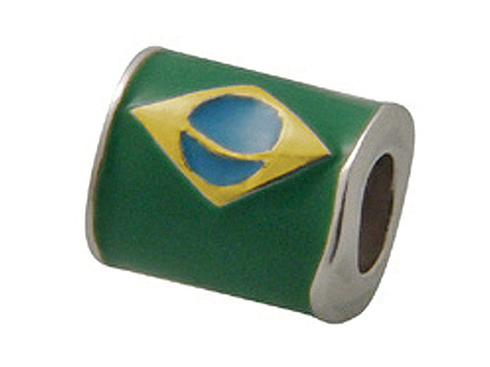 Zable Sterling Silver Brazil Enamel Flag Compatible Pandora Compatible Bead / Charm
