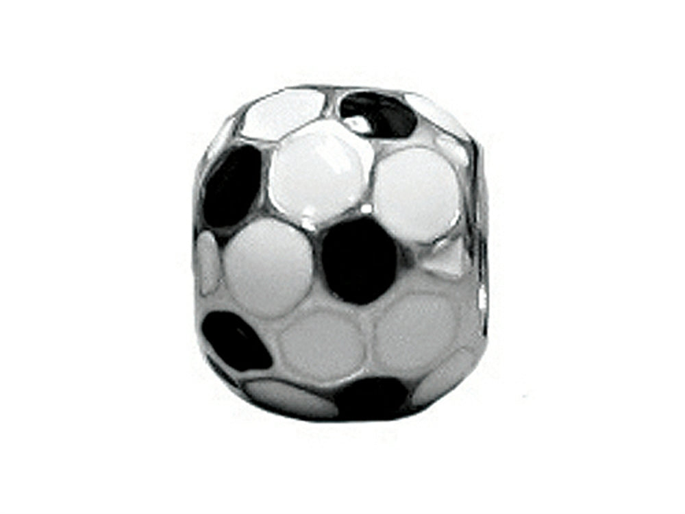 Zable Sterling Silver Soccer Ball, Enameled Bead / Charm