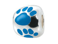 Zable Sterling Silver Blue Enamel Paw Print Bead / Charm