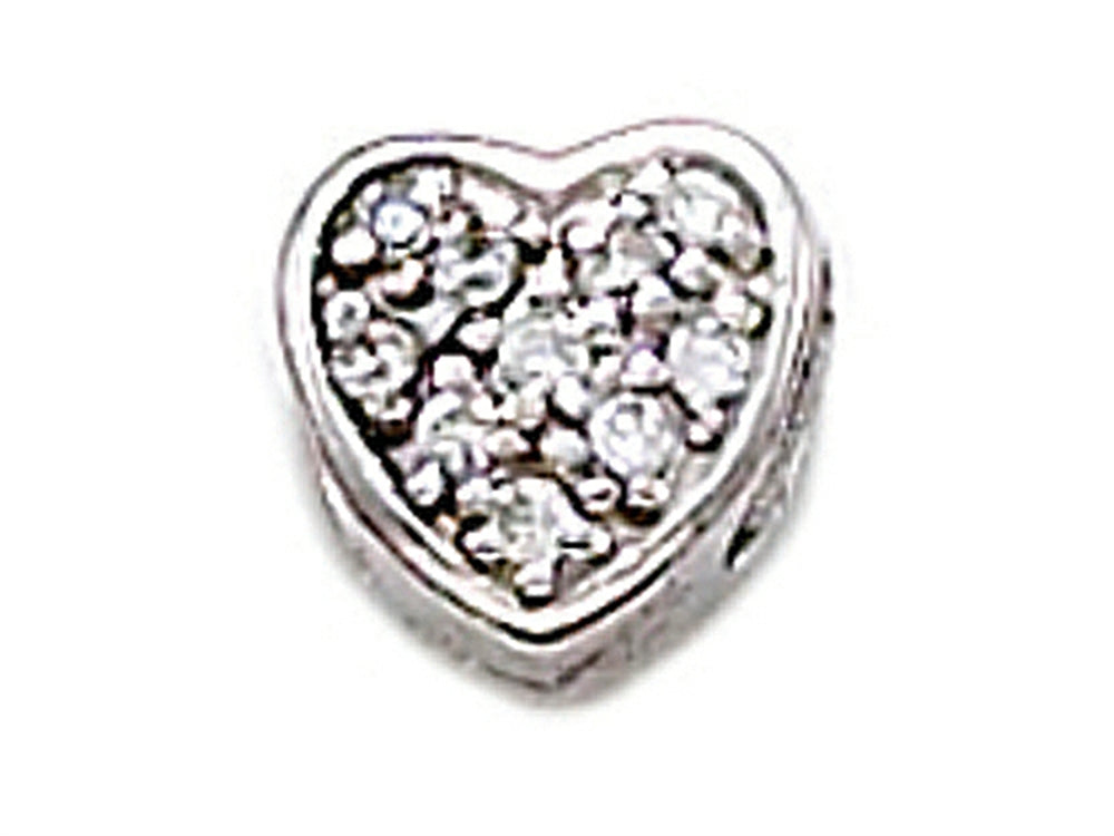 Zable Sterling Silver C.Z. Heart Bead / Charm