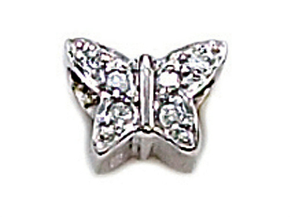 Zable™ Sterling Silver C.Z. Butterfly, Pointy Compatible Bead / Charm