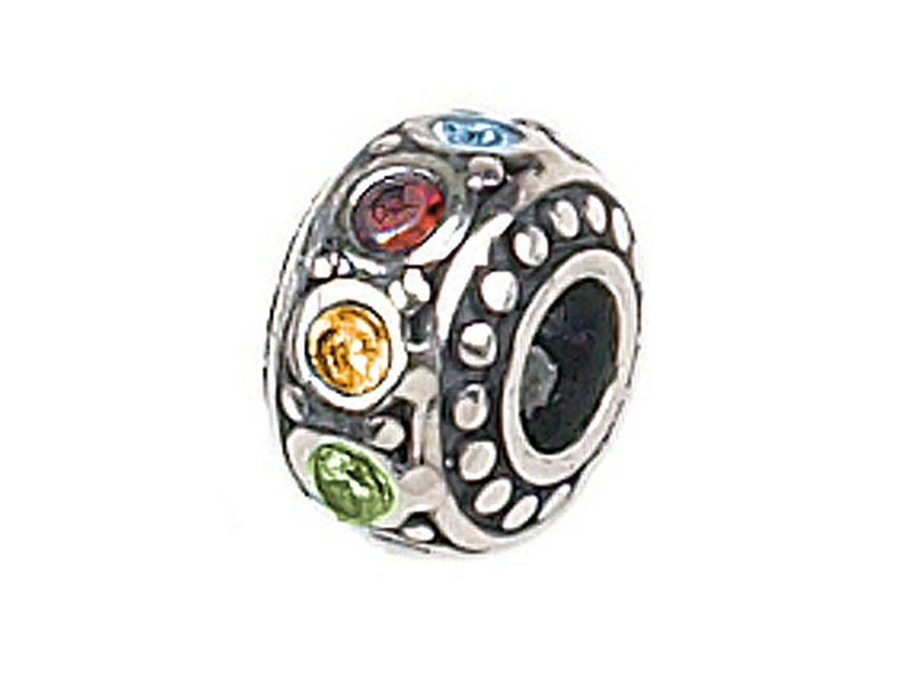 Zable Sterling Silver Multicolor Crystals Bead / Charm