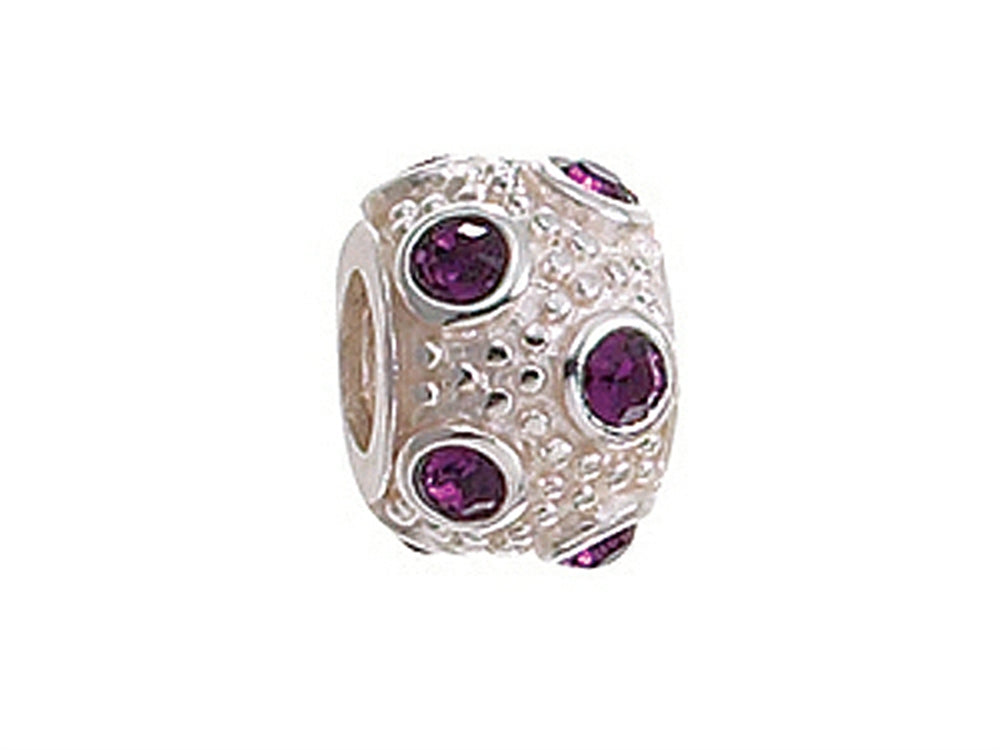 Zable Sterling Silver February Crystal Ball Non-oxidized Bead / Charm