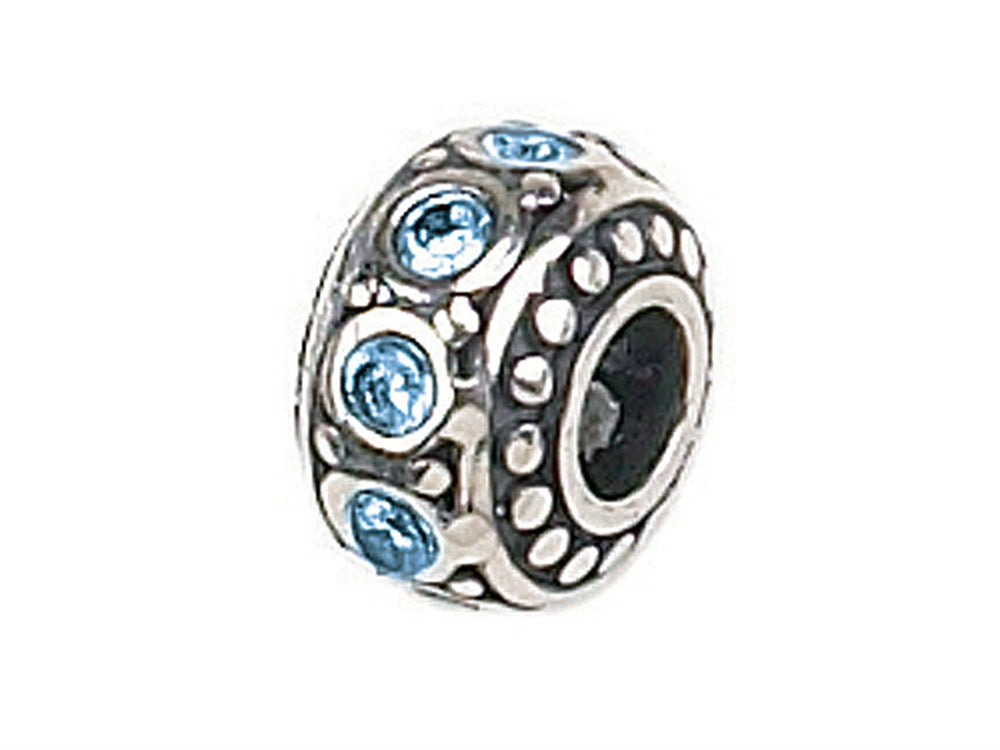 Zable Sterling Silver Crystal Birth Month March Bead / Charm