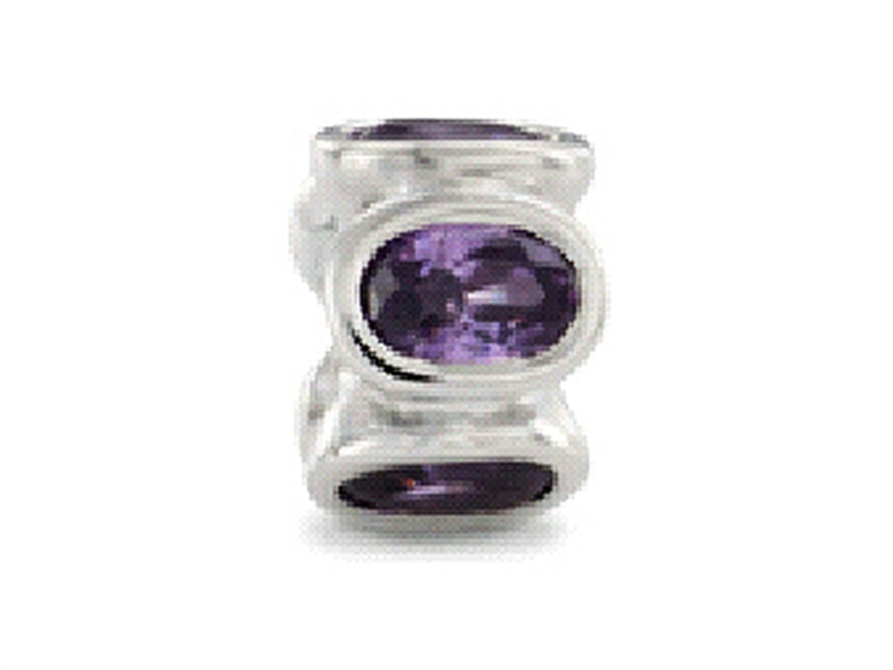 Zable Sterling Silver Bezel Set Ovals February Bead / Charm