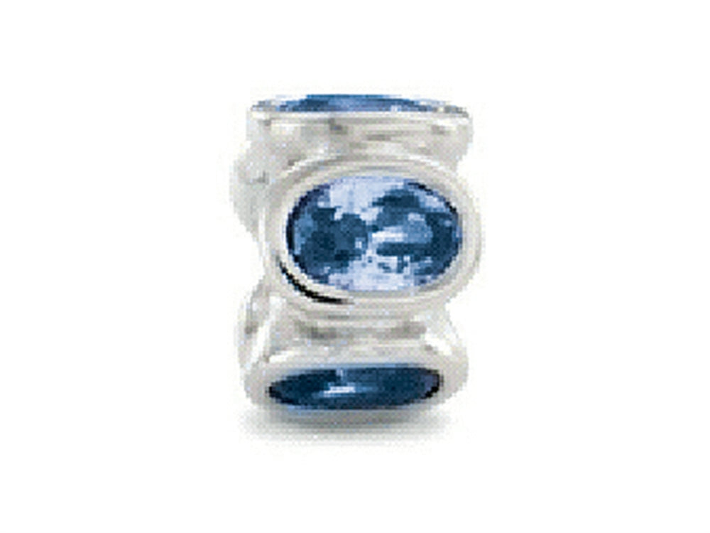 Zable Sterling Silver Bezel Set Ovals March Bead / Charm
