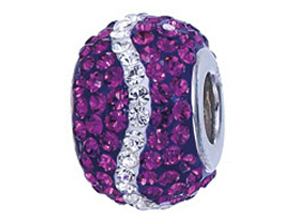Zable Sterling Silver Purple and White Wave Bead / Charm