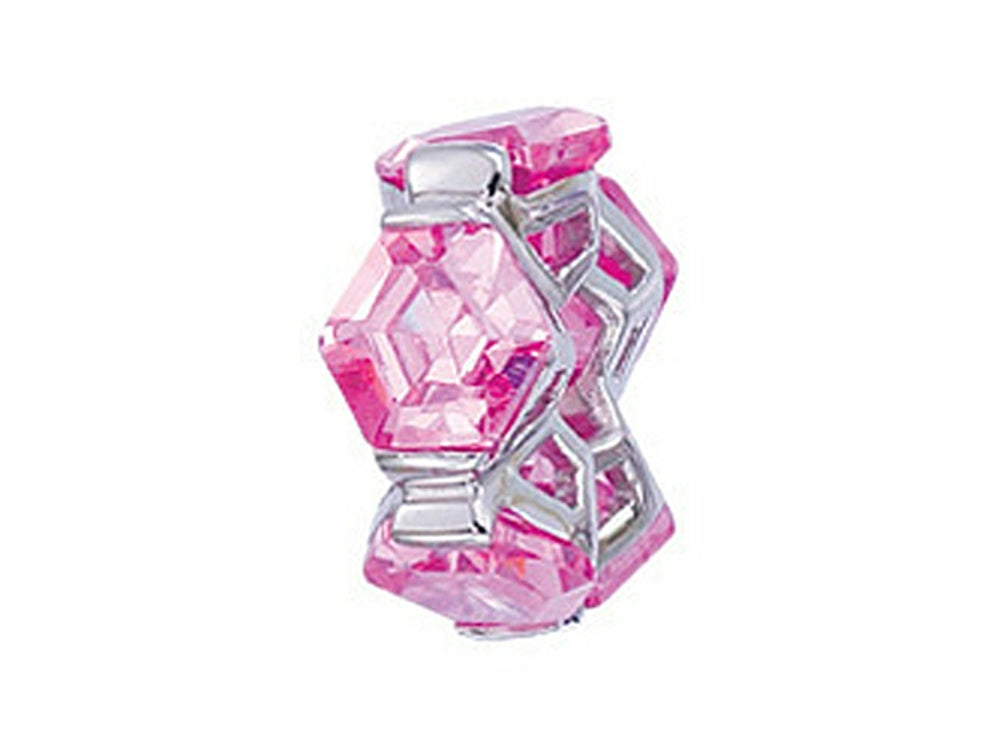 Zable Sterling Silver Pink Hexagons Bead / Charm