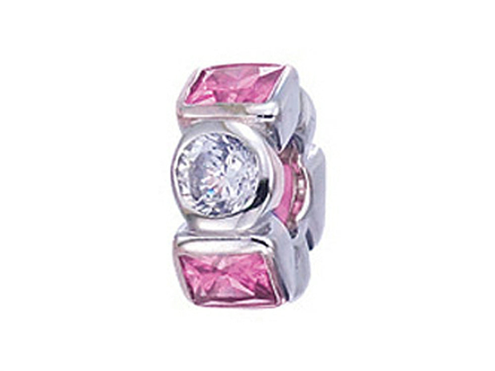 Zable Sterling Silver Pink and White CZ's Bead / Charm