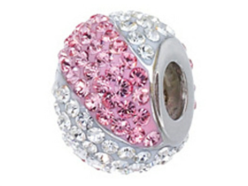 Zable Sterling Silver Light Pink and White Stripes Bead / Charm